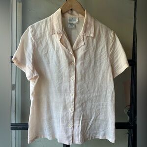 Darling 90’s Carry Back Ultra Light Pink Pure Linen Button Up